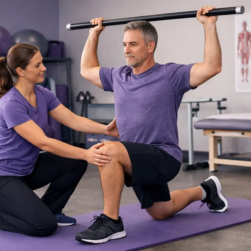 Sessão de fisioterapia para mobilidade e força